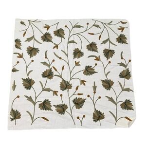 MDS Chinar Off White Cotton Crewel Chain Stitch Embroidered Fabric 16x24